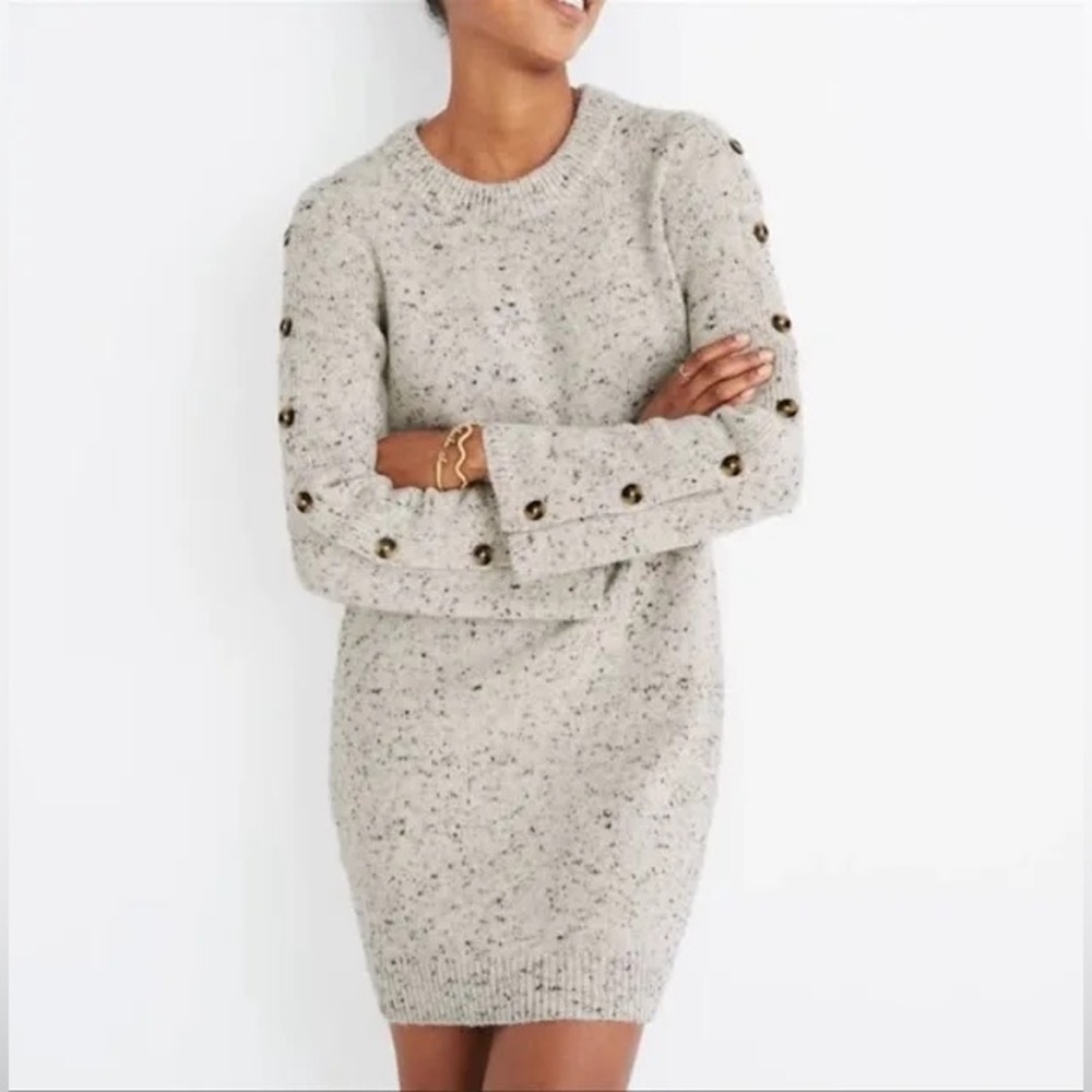 Madewell Donegal Button-Sleeve Sweater-Dress size L